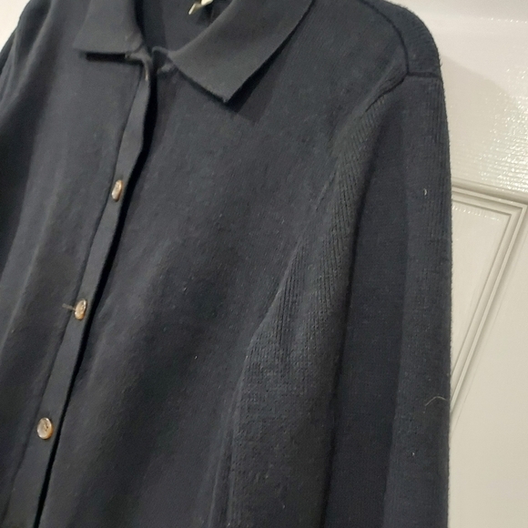 Talbots Black Front Button Down Cardigan with Collar in Size XL - Picture 8 of 12